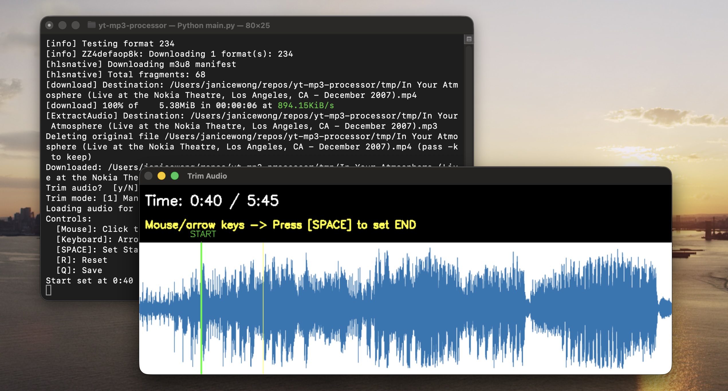 Youtube -> MP3 with Search, Metadata, Cover Art, and Trimming
